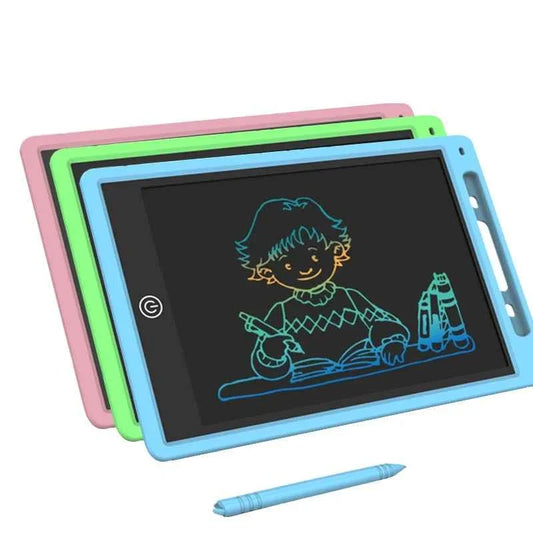 Colorful 12-inch LCD writing tablet with reusable drawing screen and stylus