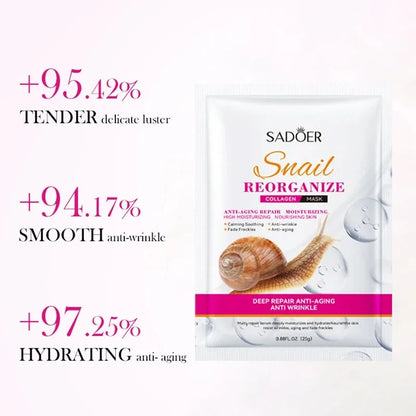 5-Piece Set of Sadoer Snail Collagen Mask, Firming and Moisturizing, Whitening and Hydrating, Facial Skin Care and Beauty Products
