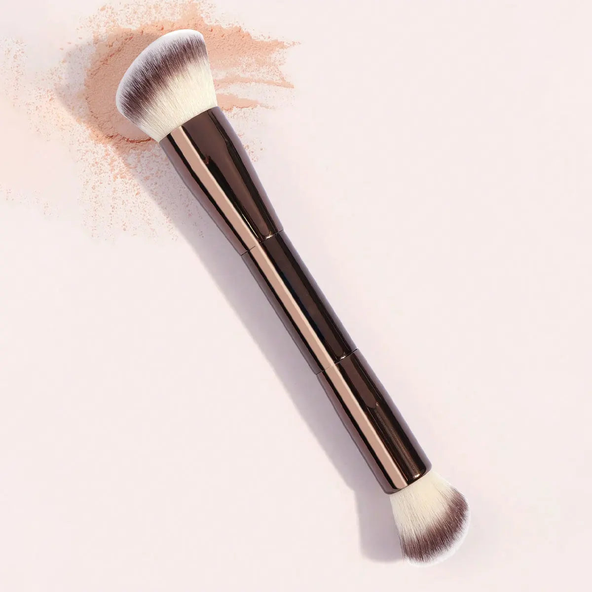 7pcs Professional Makeup Brush Set, Includes: 4pcs Dual-Ended Face Brushes, 1pc Angled Brush, 1pc Short Handle Foundation Brush,