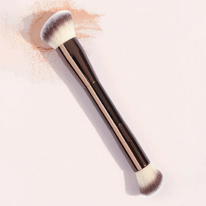 7pcs Professional Makeup Brush Set, Includes: 4pcs Dual-Ended Face Brushes, 1pc Angled Brush, 1pc Short Handle Foundation Brush,
