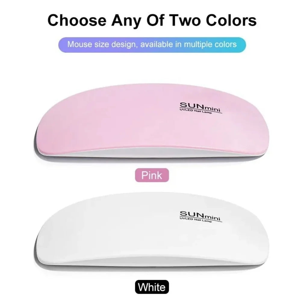 Portable 6 LED UV Nail Lamp 6W Mini Nail Dryer Machine Foldable Manicure Tool for Gel Polish Varnish Quick Drying USB Cable