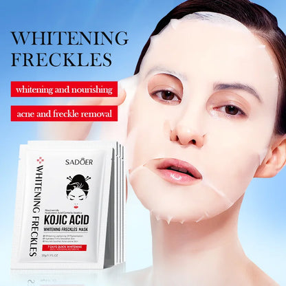 10pcs SADOER Kojic Acid Facial Masks Moisturizing Brightening Hydrating Face Mask Sheet Masks Beauty Facial Skin Care Products