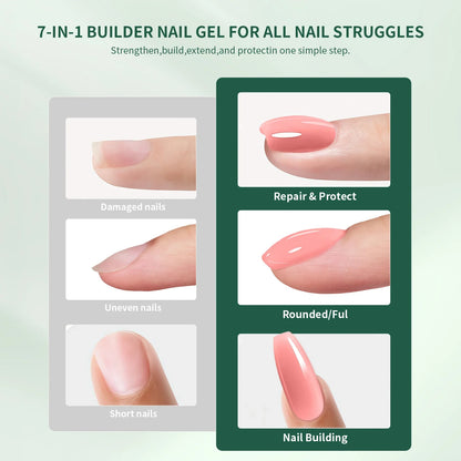 Nailpop 7-in-1 Builder Nail Gel HEMA/TPO Free Fast Building Gel Nail Polish 8 Colors Nail Tip Reinforcement and Extension 15ml