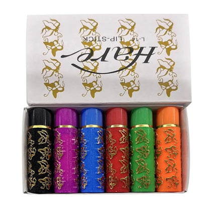6PCS/Box Lipstick Dark Green Magic Lipgloss Lipstick Long Lasting Waterproof Butterfly Lip Tint Cosmetics Makeup Maquiagem