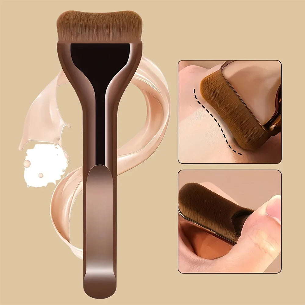 Professiona Makeup Brush, Curved Soft Bristle Foundation Brush for Even Application, Travel-Friendly