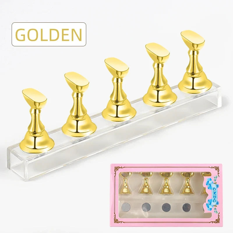 5pcs Chess Magnetic Nail Holder Acrylic Nail Tips Practice Display Stand Showing Shelf Gel Polish Display Stand Manicure Tools