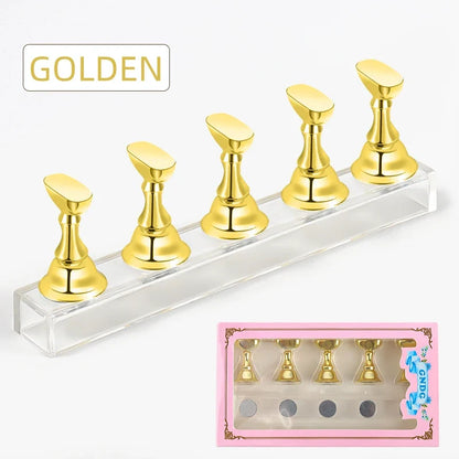 5pcs Chess Magnetic Nail Holder Acrylic Nail Tips Practice Display Stand Showing Shelf Gel Polish Display Stand Manicure Tools