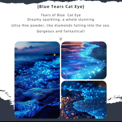 MIANEL Blue Tears Cat Eye Nail Polish Unique Blue Color and Magnetic Powder Create a Dreamy and Romantic Blue Nail Art Effect