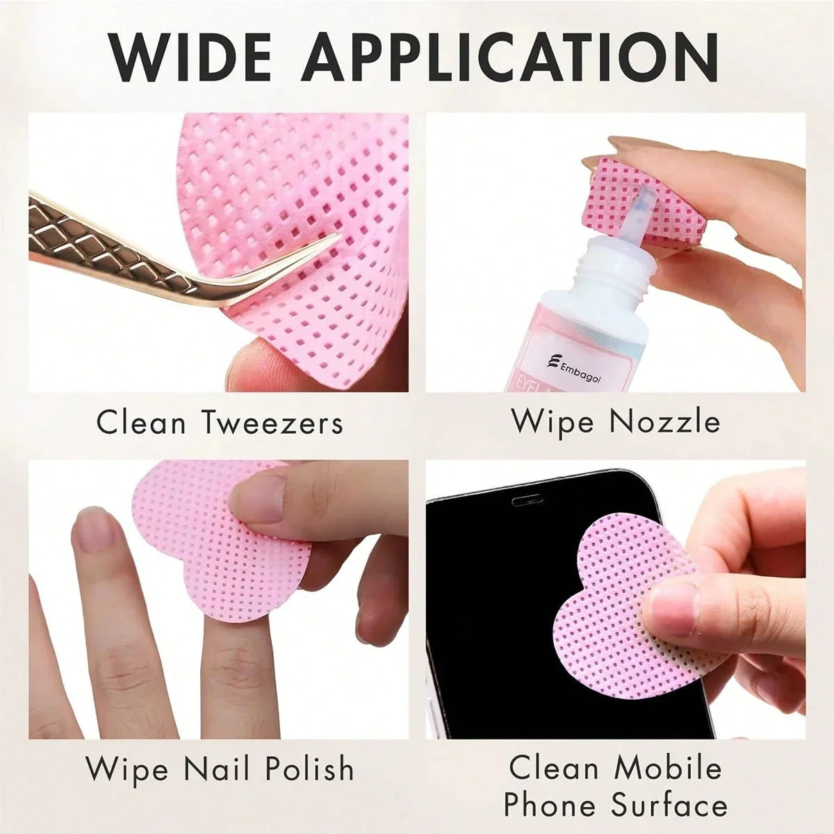 LULAA Glue Wipes Lint Free Nail Wipes Non-Woven Fabric Lash Glue Wipes Nail Polish Remover Wipes Use for Nail Polish Remover