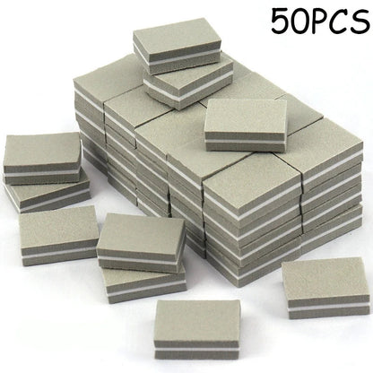 50Pcs Professional Mini Nails Art buffer File 100/180 Sandpaper Manicure Tips Care File Sanding Polishing Accessories Tools