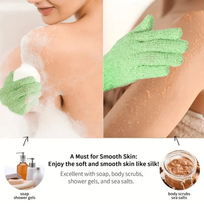 Exfoliating Shower Bath Glove Set  Deep Cleaning Body Scrub Spa Massage Glove for Skin - Bath Bomb Included