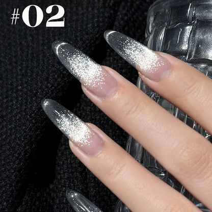 1-12pcs WS Hot Style Non-gray Universal White Cat Eye Gel Nail Polish Super Flash White Glass Bead Nail Art Nail Suppies
