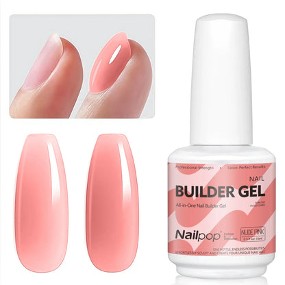 Nailpop 7-in-1 Builder Nail Gel HEMA/TPO Free Fast Building Gel Nail Polish 8 Colors Nail Tip Reinforcement and Extension 15ml
