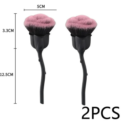 Flower Nail Brush for Manicure Gold Rose Shape Nail Art Brushes Round Small UV Gel Polish Powder Cleaning Tools Nail Accesories