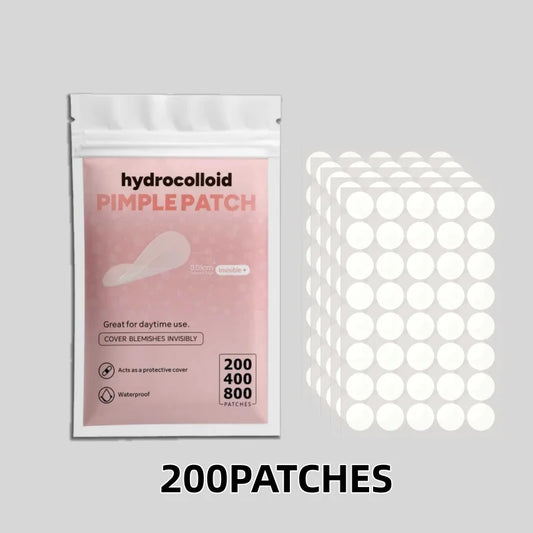 Hydrocolloid pimple patch set with clear round patches and pack, 200 patches