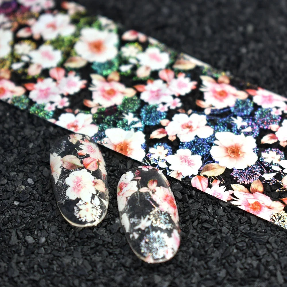 More Than 250 Design Beautiful Designed Nail Art Product Nail Glue transfer Foil Beautiful Flower Purple Orange