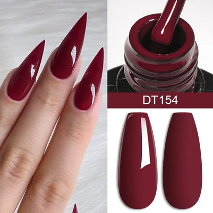 MEET ACROSS 7ml Wine Red Gel Nail Polish Long-Lasting French Style Gel Nail Supplies For Manicure DIY Design Nail Art Varnish