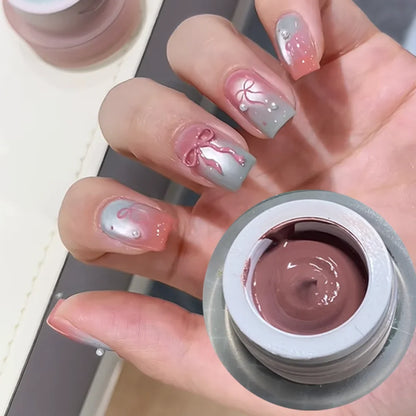 1Jar Black Pat Painting Gel Nail Polish with Air Cushion Gradient Matte Texture Nail Patting Glue Soak Off UV LED Nail Varnish 8