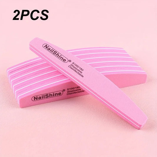 Pink double-sided nail buffer strips, 2-piece set
