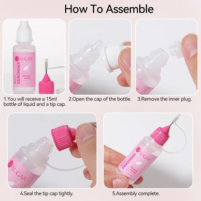 UR SUGAR 15ml Remover For Solid Tips Gel False Nail Tips Solid Adhesives Gel Remover Press On Nails Gel Fake Tips Remover Tools