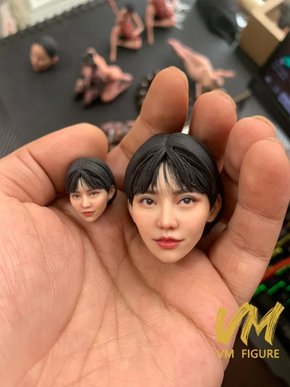 1/6 1/12 Super-realistic Woman Head Sculpture Beauty Head Painted Resin Model For 12" 6" Female Soldier Action Figure Body Doll