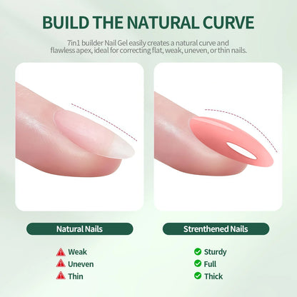 Nailpop 7-in-1 Builder Nail Gel HEMA/TPO Free Fast Building Gel Nail Polish 8 Colors Nail Tip Reinforcement and Extension 15ml