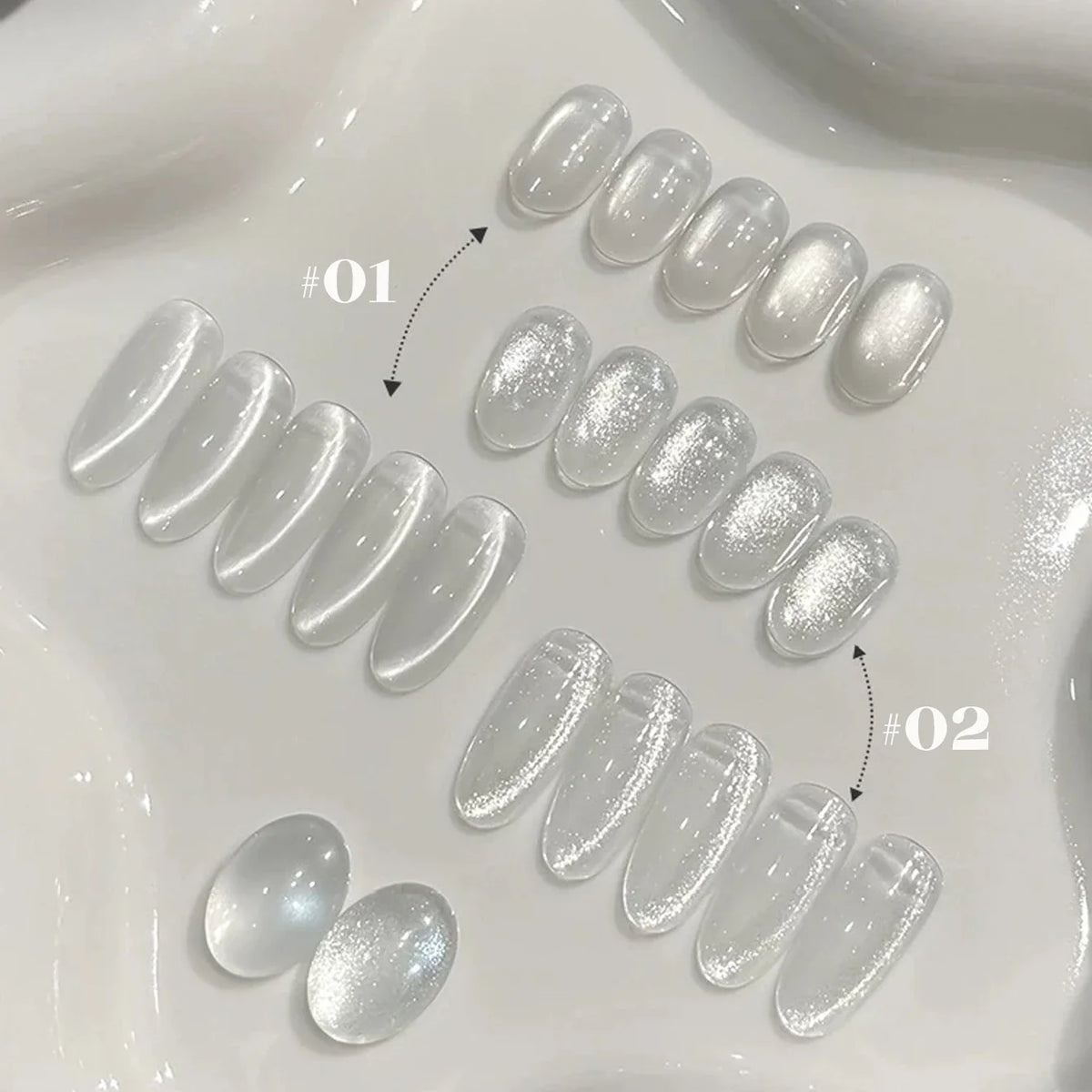1-12pcs WS Hot Style Non-gray Universal White Cat Eye Gel Nail Polish Super Flash White Glass Bead Nail Art Nail Suppies