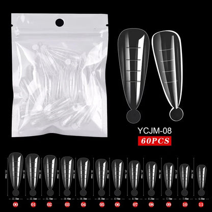 60 Pieces/Bag Uv Gel Polishing Fast Building Mold Acrylic Fake Nail Art Reminder Dual System Nail Accessories Extension Nail Form