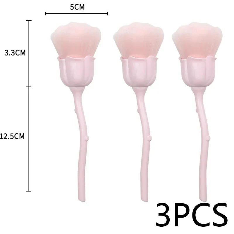 Flower Nail Brush for Manicure Gold Rose Shape Nail Art Brushes Round Small UV Gel Polish Powder Cleaning Tools Nail Accesories