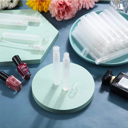5Pcs Frosted Plastic Perfume Bottles Fine Mist Spray Bottle with Atomizer Pumps for Perfume Essential Oil Other Beauty Product