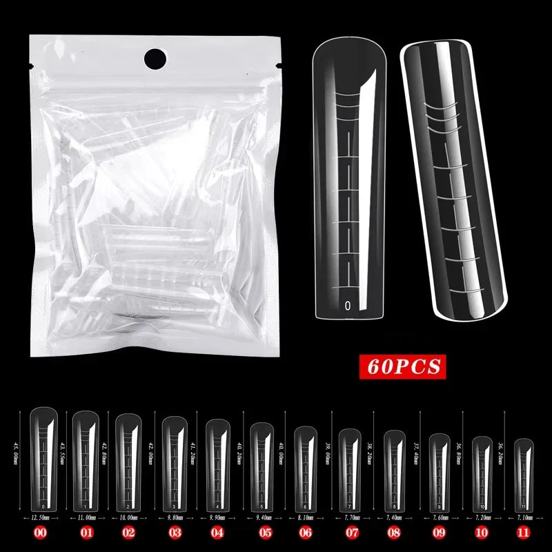 60 Pieces/Bag Uv Gel Polishing Fast Building Mold Acrylic Fake Nail Art Reminder Dual System Nail Accessories Extension Nail Form