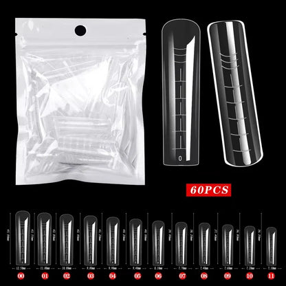 60 Pieces/Bag Uv Gel Polishing Fast Building Mold Acrylic Fake Nail Art Reminder Dual System Nail Accessories Extension Nail Form