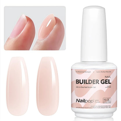 Nailpop 7-in-1 Builder Nail Gel HEMA/TPO Free Fast Building Gel Nail Polish 8 Colors Nail Tip Reinforcement and Extension 15ml