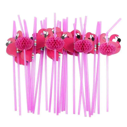 Tropical Party Drinking Straws 25pcs Flamingo Pineapple Straws Hawaiian Summer Pool Wedding Decoration Reusable Beach Supplies