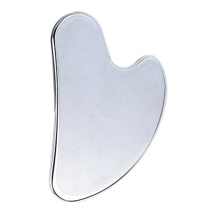 Facial gua sha stone massager, light pale stone with smooth curved scraping edge