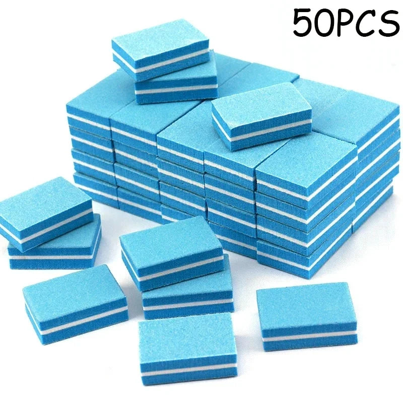 50Pcs Professional Mini Nails Art buffer File 100/180 Sandpaper Manicure Tips Care File Sanding Polishing Accessories Tools