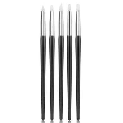 5Pcs/set Silicone Nail Brush UV Gel Polish Tip 3D Image DIY Dotting Polish Brushes Pen Professional DIY Manicure Tools