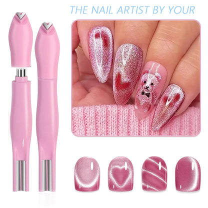 3 in 1 Cat Eye Nail Magnetic Stick Love Heart Snake Pattern French Cat Eye Nail Magnet UV Gel Polish Effect Manicure Design Tool