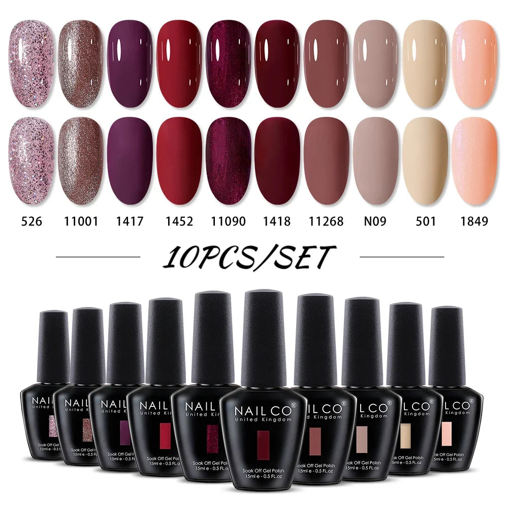 NAILCO 15ml Brown Nails Art Red Color Gel Nail Polish Semi-permanent UV Gel Polish Coffee Manicure Chocolate Hybrid Nail Varnish