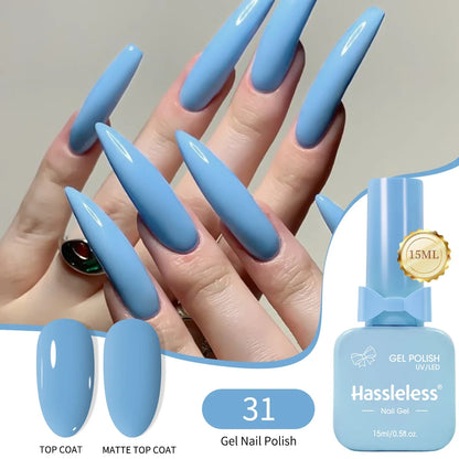 Single-use 15ml gel nail polish, convenient for home or salon manicures, easy to remove.