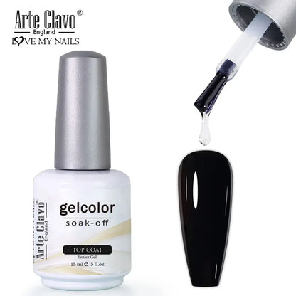 Arte Clavo Top Gel Polish 15ml Semi Permanent Varnish Function Gel Base Super Top Coat Transparent Gel Nails Soak Off Gel
