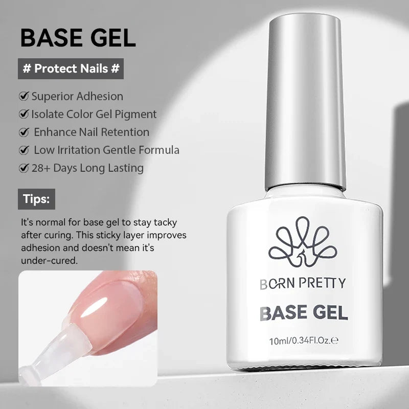 BORN PRETTY 10ml Base Gel Top Coat Rubber Gel Reinforcement Gel for Nails Tools Soak Off UV LED Nail Varnish Function Gel