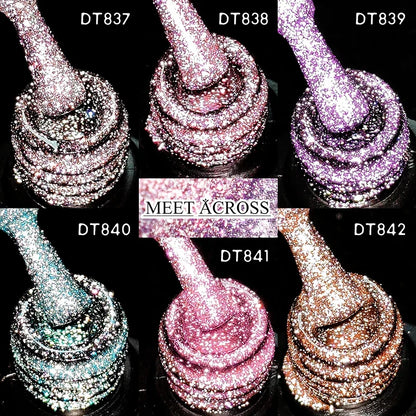 7ml Reflective Glitter Nail Gel Polish Semi Permanent French Style Nail Art UV LED Gel Sparkling Soak Off Manicure Varnish DIY