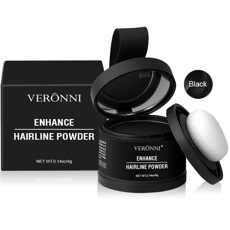 Hairline powder compact with brush applicator, Black shade option