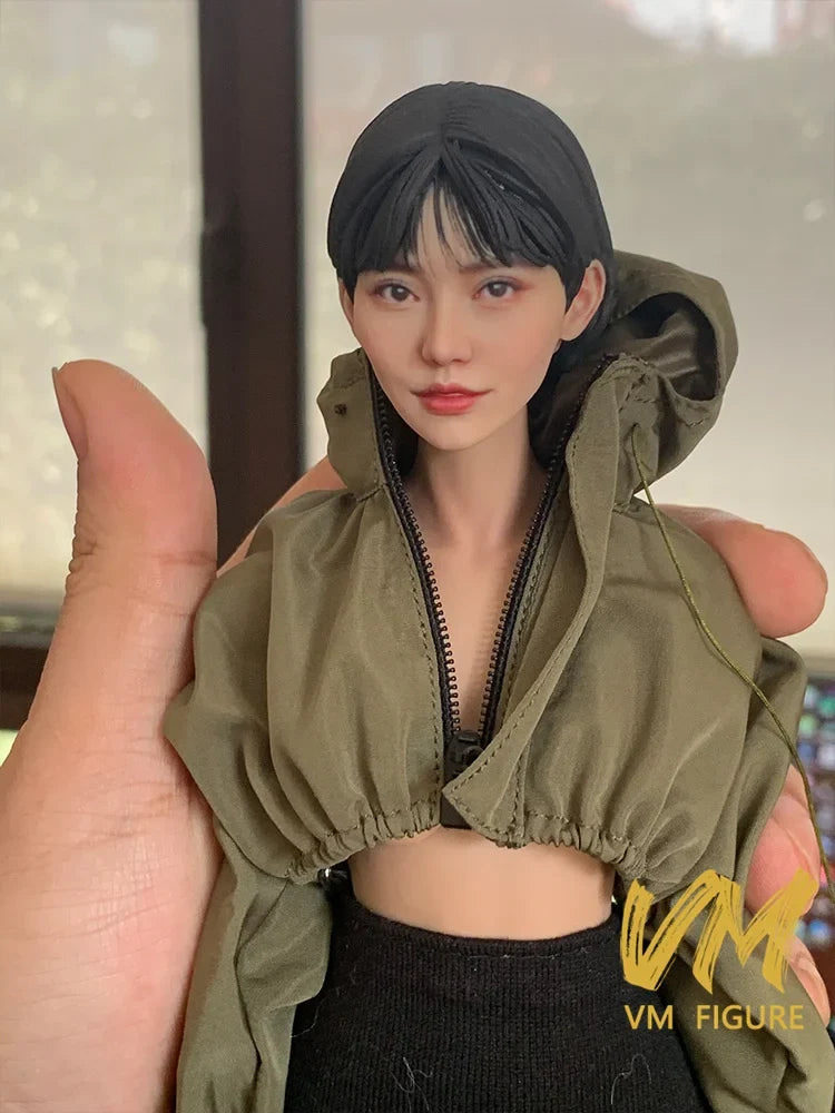 1/6 1/12 Super-realistic Woman Head Sculpture Beauty Head Painted Resin Model For 12" 6" Female Soldier Action Figure Body Doll