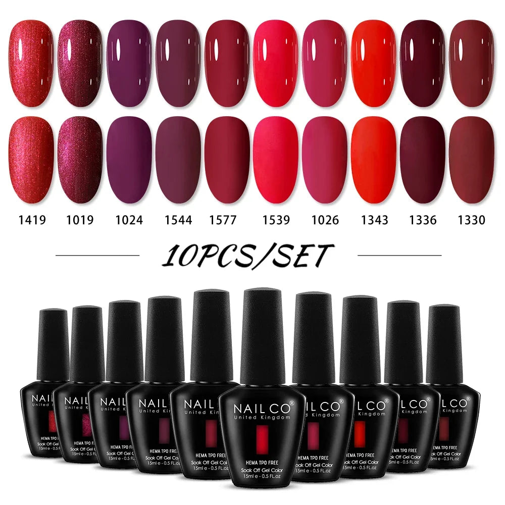 NAILCO 15ml Nails Art Gel Lack Polish Summer Hybrid Nail Varnish Manicure UV Top Coat Base HEMA TPO FREE Esmalte Nail Gel Polish