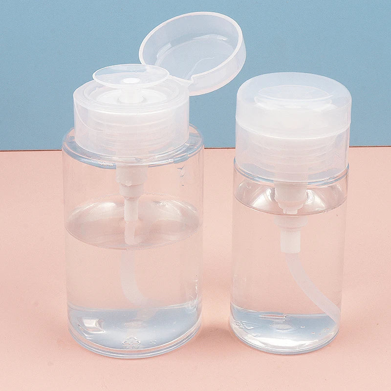 1 Pcs Refillable Bottles Push-type Bottling Empty Pump Dispenser Bottle for Nail Polish and Makeup Remover Bottle Packaging