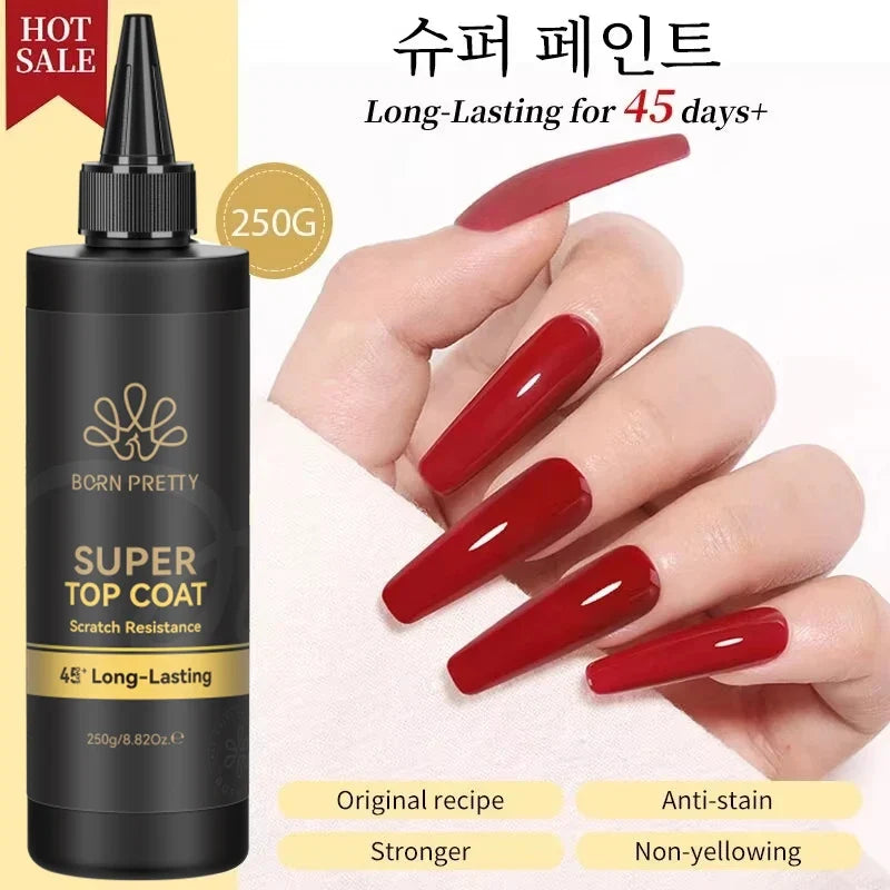 BORN PRETTY 250g Super Top Coat Professional Nail Art Soak Off Top Coat Long-lasting Anti-Stain Functional Gel Polish