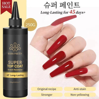 BORN PRETTY 250g Super Top Coat Professional Nail Art Soak Off Top Coat Long-lasting Anti-Stain Functional Gel Polish