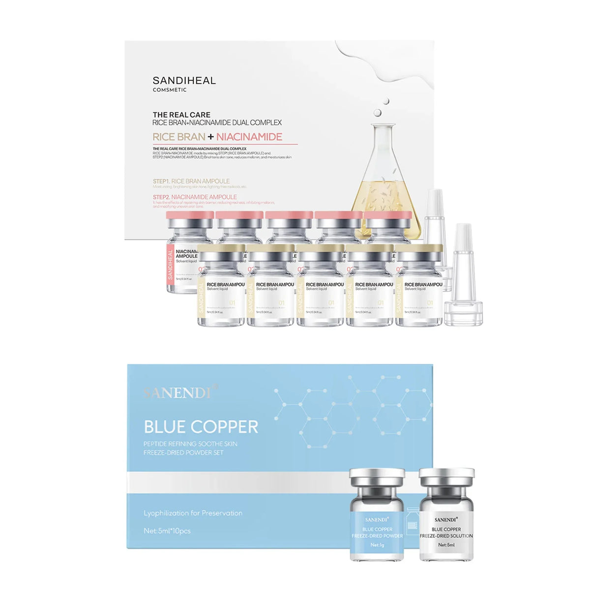 10Vials Copper Peptide Hyaluronic Acid Serum CICA B5 Facial Essence Hydration Korean Skin Care Original Sanendi Beauty Products